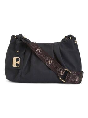 VALENTINA Made In Italy Leather Pleated Shoulder Bag
